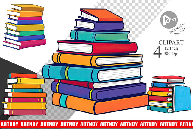 Book Stack Clipart Sublimation artnoy 