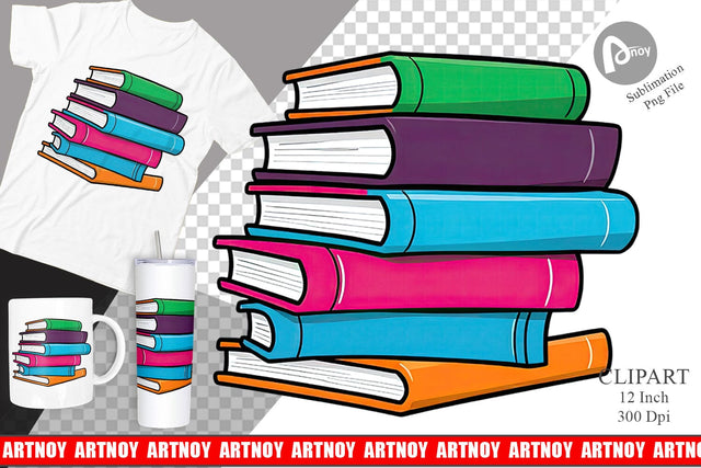 Book Stack Clipart Sublimation artnoy 