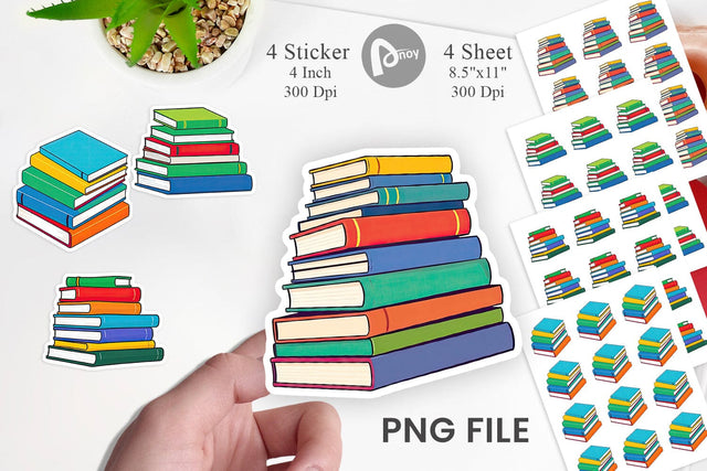 Book Stack Sticker Sublimation artnoy 