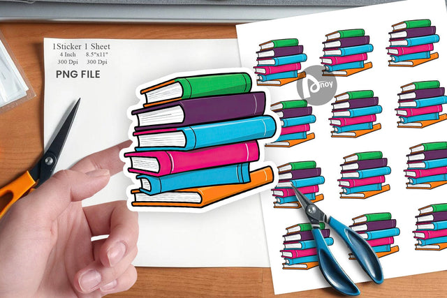Book Stack Sticker Sublimation artnoy 