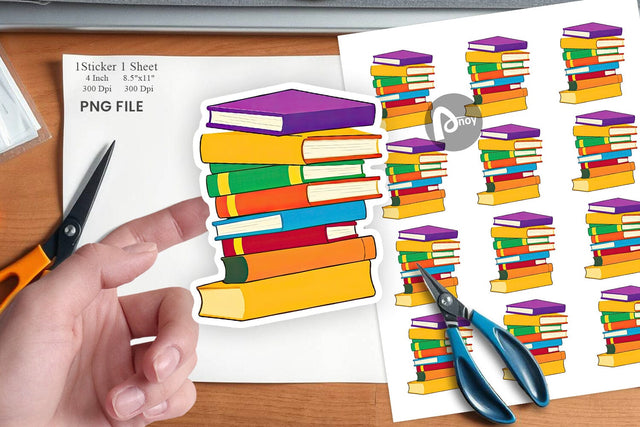 Book Stack Sticker Sublimation artnoy 