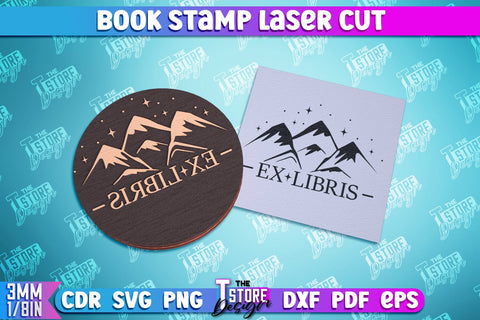 Book Stamp Laser Cut Bundle | Ex Libris | Wooden Stamp | Lettered Stamp | CNC File SVG The T Store Design 