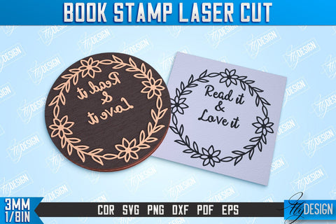 Book Stamp Laser Cut Bundle | Teacher’s Stamp | Wooden Stamp | Lettered Stamp | CNC File SVG Fly Design 