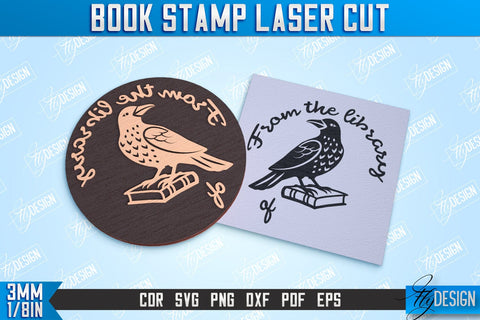 Book Stamp Laser Cut Bundle | Teacher’s Stamp | Wooden Stamp | Lettered Stamp | CNC File SVG Fly Design 