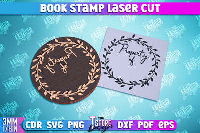 Book Stamp Laser Cut | Ex Libris | Wooden Stamp | Lettered Stamp | CNC File SVG The T Store Design 