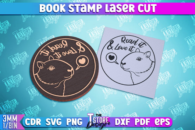 Book Stamp Laser Cut | Ex Libris | Wooden Stamp | Lettered Stamp | CNC File SVG The T Store Design 