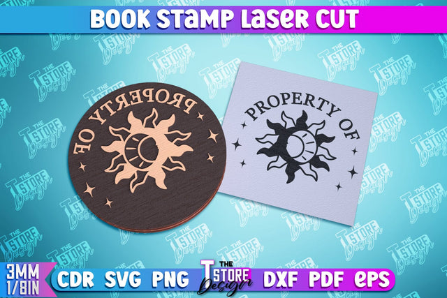 Book Stamp Laser Cut | Ex Libris | Wooden Stamp | Lettered Stamp | CNC File SVG The T Store Design 
