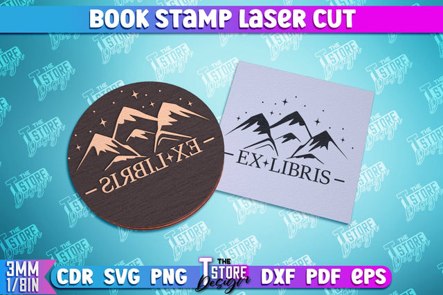 Book Stamp Laser Cut | Ex Libris | Wooden Stamp | Lettered Stamp | CNC File SVG The T Store Design 