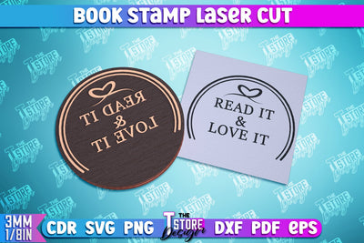Book Stamp Laser Cut | Ex Libris | Wooden Stamp | Lettered Stamp | CNC File SVG The T Store Design 