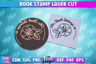 Book Stamp Laser Cut | Ex Libris | Wooden Stamp | Lettered Stamp | CNC File SVG The T Store Design 