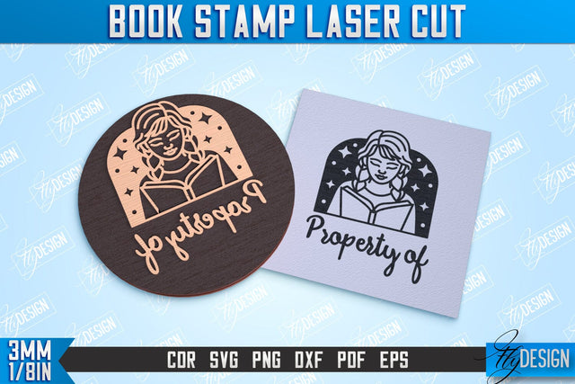 Book Stamp Laser Cut | Teacher’s Stamp | Wooden Stamp | Lettered Stamp | CNC File SVG Fly Design 
