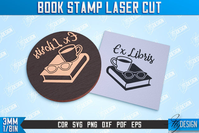 Book Stamp Laser Cut | Teacher’s Stamp | Wooden Stamp | Lettered Stamp | CNC File SVG Fly Design 
