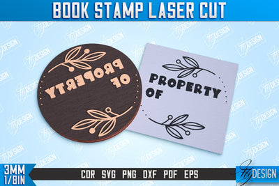 Book Stamp Laser Cut | Teacher’s Stamp | Wooden Stamp | Lettered Stamp | CNC File SVG Fly Design 