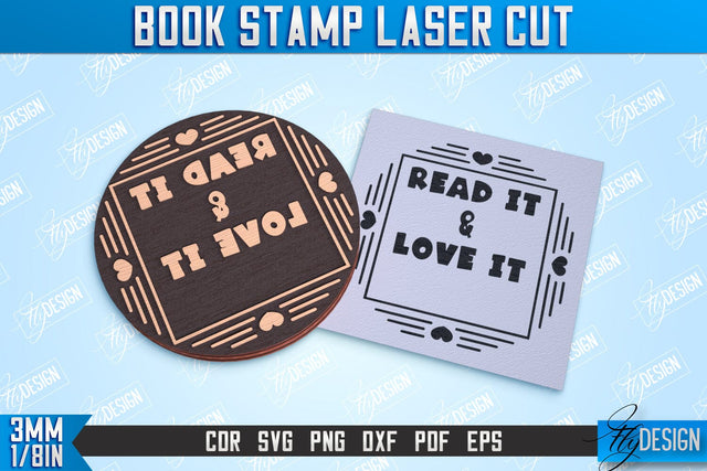 Book Stamp Laser Cut | Teacher’s Stamp | Wooden Stamp | Lettered Stamp | CNC File SVG Fly Design 