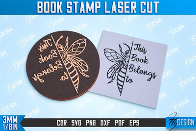 Book Stamp Laser Cut | Teacher’s Stamp | Wooden Stamp | Lettered Stamp | CNC File SVG Fly Design 