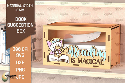 Book Suggestion Box Laser Cut. Suggestion Box SVG Design SVG Evgenyia Guschina 