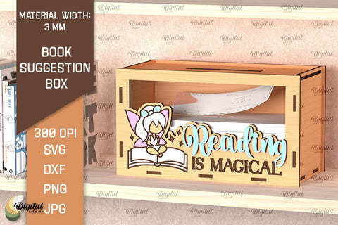 Book Suggestion Box Laser Cut. Suggestion Box SVG Design SVG Evgenyia Guschina 