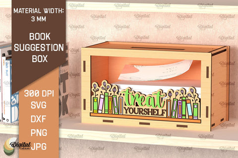 Book Suggestion Box Laser Cut. Suggestion Box SVG Design SVG Evgenyia Guschina 