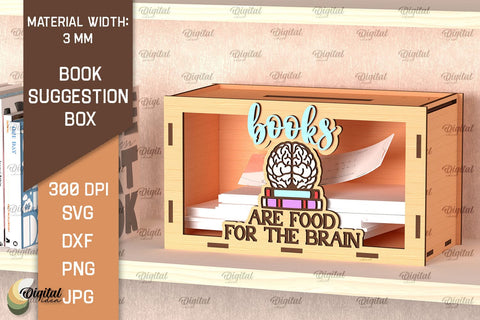 Book Suggestion Box Laser Cut. Suggestion Box SVG Design SVG Evgenyia Guschina 