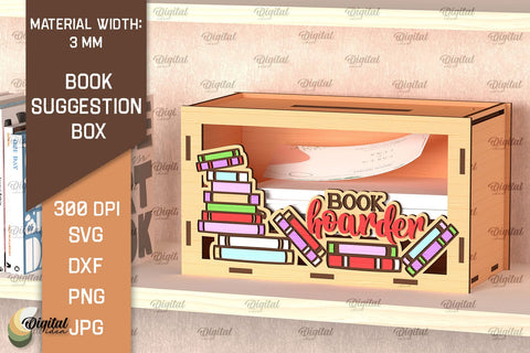 Book Suggestion Box Laser Cut. Suggestion Box SVG Design SVG Evgenyia Guschina 