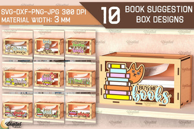 Book Suggestion Boxes Laser Cut Bundle. Suggestion Boxes SVG SVG Evgenyia Guschina 