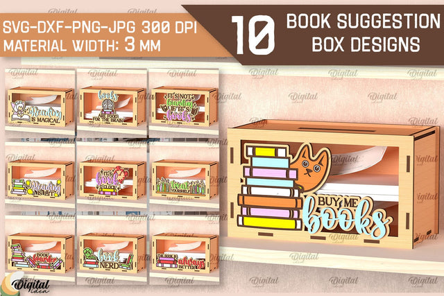 Book Suggestion Boxes Laser Cut Bundle. Suggestion Boxes SVG SVG Evgenyia Guschina 