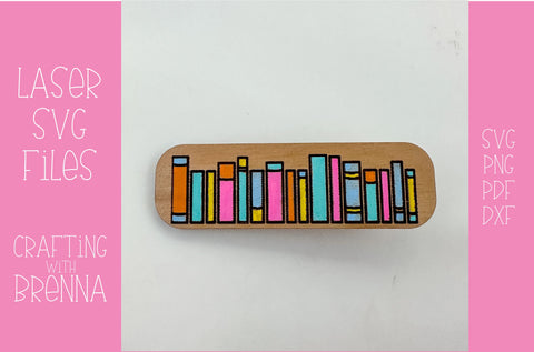 Book Themed Hair Clip Laser SVG File SVG Crafting With Brenna 