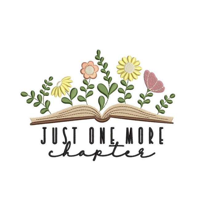 Book with flowers embroidery design, Just one more chapter embroidery, 3 sizes, Instant Download Embroidery/Applique DESIGNS Nino Nadaraia 