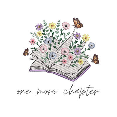 Book with flowers embroidery design, Just one more chapter embroidery, 3 sizes, Instant Download Embroidery/Applique DESIGNS Nino Nadaraia 
