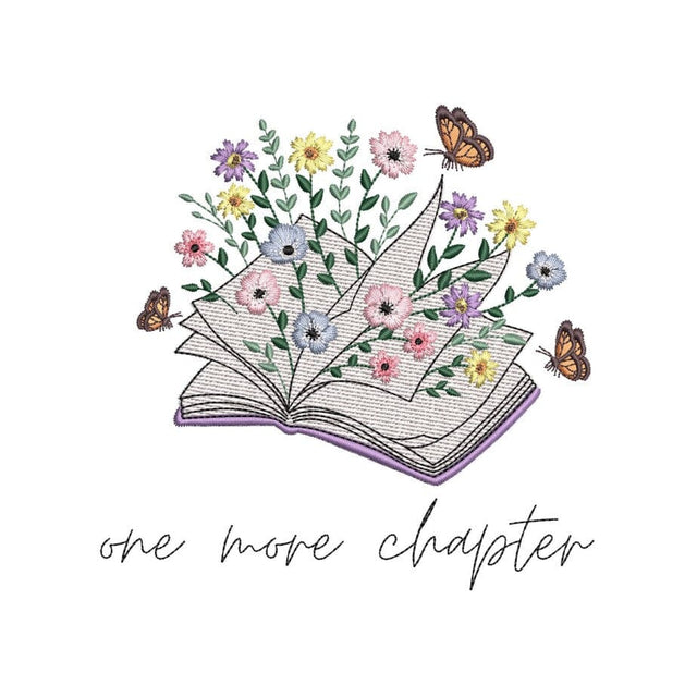 Book with flowers embroidery design, Just one more chapter embroidery, 3 sizes, Instant Download Embroidery/Applique DESIGNS Nino Nadaraia 