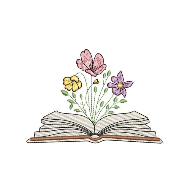Book with flowers embroidery design, Just one more chapter embroidery, 3 sizes, Instant Download Embroidery/Applique DESIGNS Nino Nadaraia 