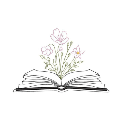 Book with flowers embroidery design, Just one more chapter embroidery, Reading teacher embroidery file, 4 sizes, Instant Download Embroidery/Applique DESIGNS Nino Nadaraia 