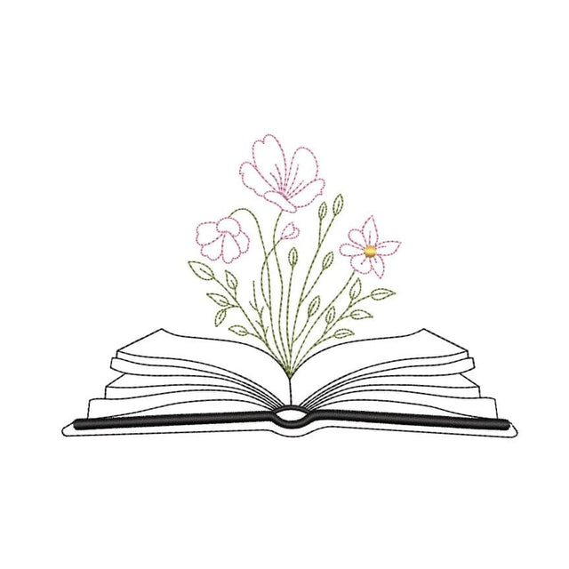 Book with flowers embroidery design, Just one more chapter embroidery, Reading teacher embroidery file, 4 sizes, Instant Download Embroidery/Applique DESIGNS Nino Nadaraia 