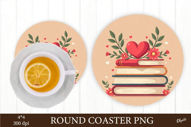 Book with heart PNG. Valentine Coaster Sublimation Sublimation Olga Terlyanskaya 