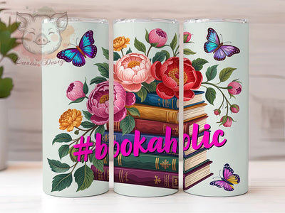Bookaholic Quote Wrap 20oz Tumbler, #Bookaholic Quote, Reading Wrap, Literary Sublimation Design, 20oz Tumbler Wrap, Sublimation Design PNG, Bibliophile Gift Sublimation Lara' s Designs 