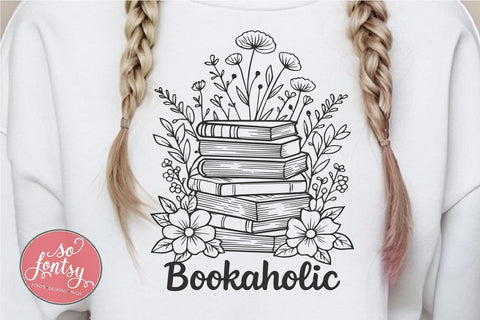 Bookaholic - Reading Lover SVG PNG DXF EPS Files SVG So Fontsy VIP Design Shop 