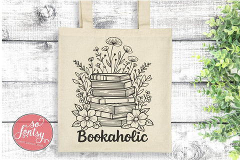 Bookaholic - Reading Lover SVG PNG DXF EPS Files SVG So Fontsy VIP Design Shop 