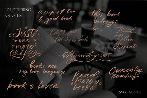 Bookaholic SVG Bundle | Reading Clipart for Book Lovers | Cozy Line Art Pack SVG Paperjamlab 