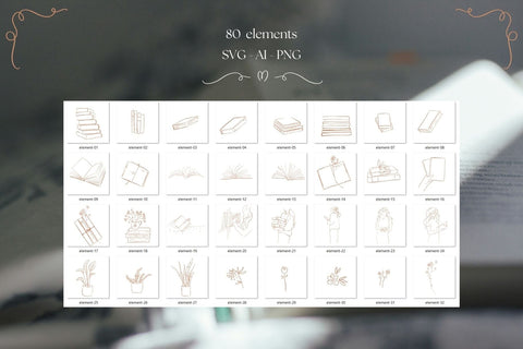 Bookaholic SVG Bundle | Reading Clipart for Book Lovers | Cozy Line Art Pack SVG Paperjamlab 