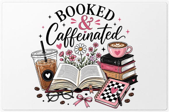 Booked and Caffeinated PNG | Book Lover Sublimation Digital Download SVG BillahCrafts 