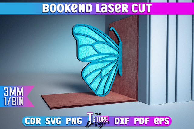 Bookend Laser Cut | Book Laser Cut Design | CNC Files SVG The T Store Design 