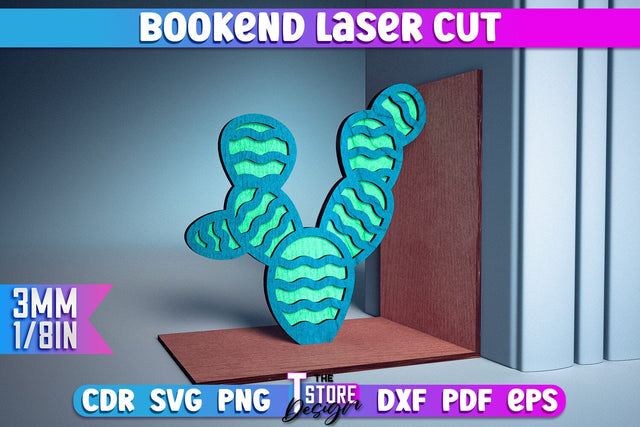 Bookend Laser Cut | Book Laser Cut Design | CNC Files SVG The T Store Design 