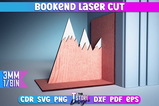 Bookend Laser Cut | Book Laser Cut Design | CNC Files SVG The T Store Design 