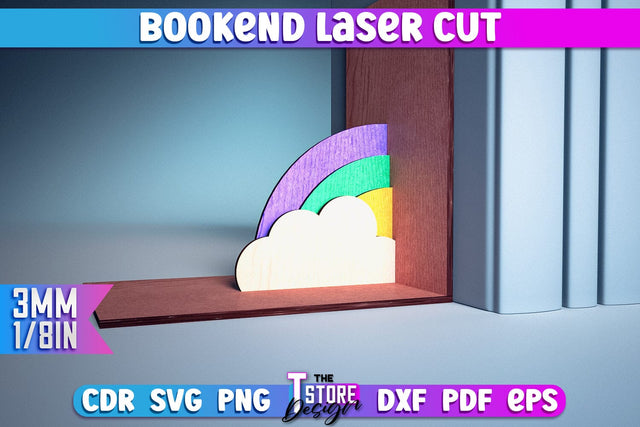 Bookend Laser Cut | Book Laser Cut Design | CNC Files SVG The T Store Design 