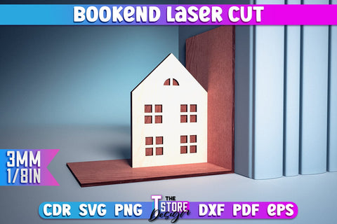 Bookend Laser Cut | Book Laser Cut Design | CNC Files SVG The T Store Design 