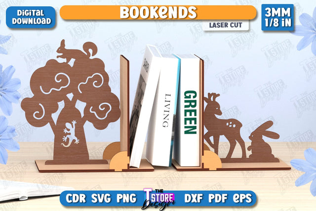 Bookends Laser Cut | Book Stopper | Books Holder SVG | CNC File SVG The T Store Design 