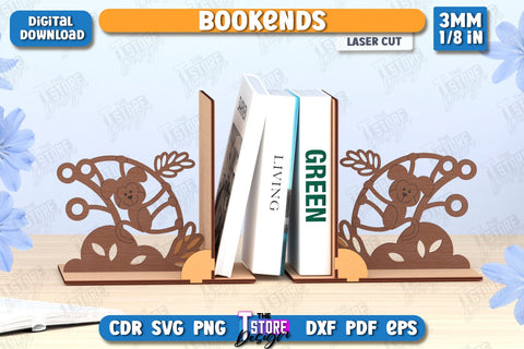 Bookends Laser Cut Bundle | Book Stopper | Books Holder SVG | CNC Files SVG The T Store Design 