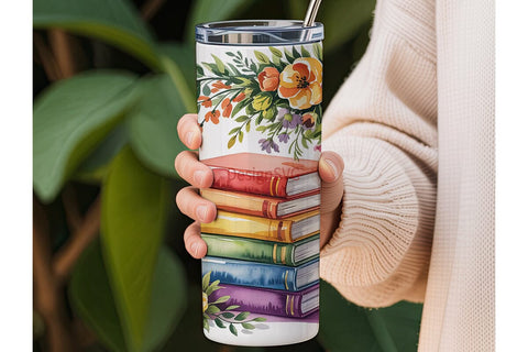 Bookish Blooms 20oz Tumbler Wrap Sublimation DesignSVG 
