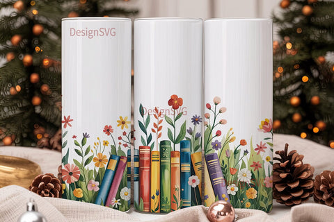 Bookish Blooms 20oz Tumbler Wrap Sublimation DesignSVG 
