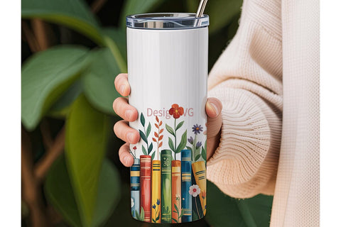 Bookish Blooms 20oz Tumbler Wrap Sublimation DesignSVG 